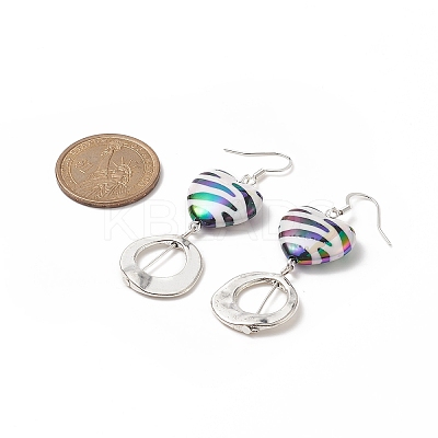 3 Pair 3 Style Heart & Trapezoid & Flat Round Acrylic Dangle Earrings EJEW-JE05204-1