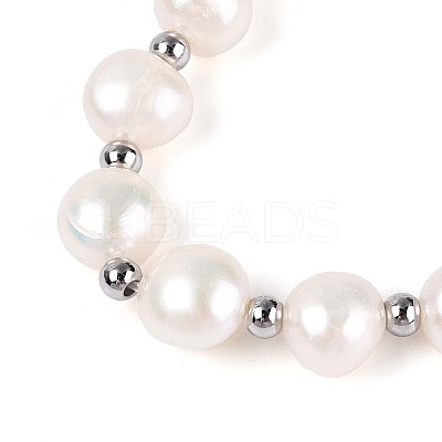 Adjustable Natural Pearl with Brass Chain Slider Bracelets for Women Girl BJEW-T022-16A-1