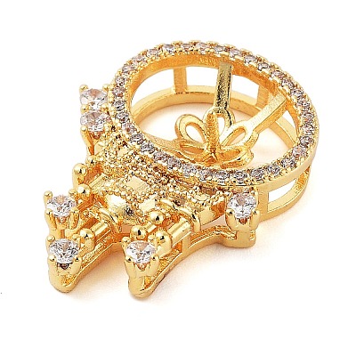 Castle Brass Micro Pave Cubic Zirconia Pendant Peg Bails KK-L217-002G-1