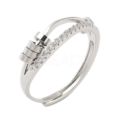 Brass Micro Pave Cubic Zirconia Rotating Finger Rings for Women RJEW-C132-04P-1