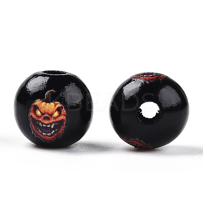 Halloween Theme Wood European Beads WOOD-N016-04E-1