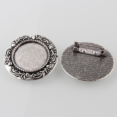Vintage Alloy Brooch Cabochon Bezel Settings X-PALLOY-O038-32AS-1