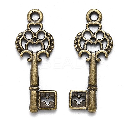 Tibetan Style Alloy Key Pendants TIBEP-X0001-02-AB-1