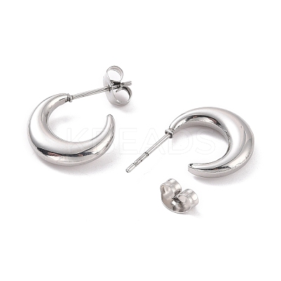 Non-Tarnish 304 Stainless Steel Crescent Moon Stud Earrings for Women EJEW-F280-05B-P-1