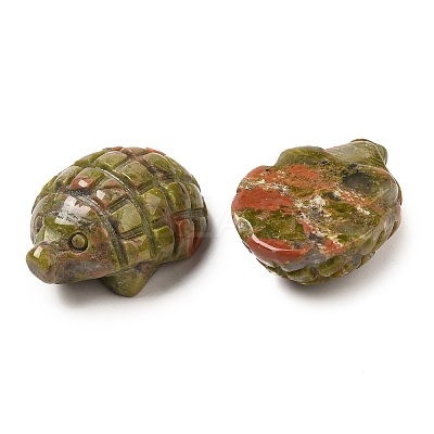 Natural Unakite Carved Hedgehog Statues Ornament DJEW-C019-03E-1