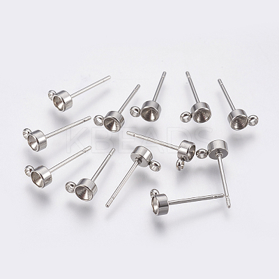 Non-Tarnish 201 Stainless Steel Stud Earring Findings LS-STAS-P196-05-1