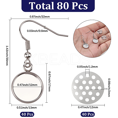 40Pcs 304 Stainless Steel Earring Hooks DIY-SC0033-77C-1
