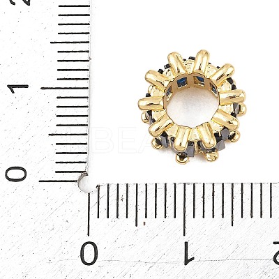 Real 18K Gold Plated Brass Micro Pave Cubic Zirconia European Beads KK-C170-32G-1