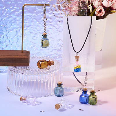 DIY Square Glass Cork Bottle Pendant Making Kit DIY-TA0009-63-1