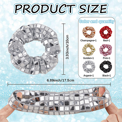 6Pcs 6 Colors Polyester Elastic Hair Accessories AJEW-CN0003-81-1