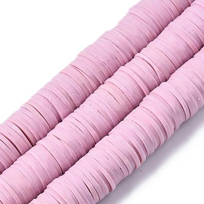 Flat Round Handmade Polymer Clay Beads CLAY-R067-12mm-26-1