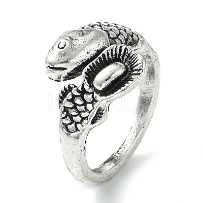 Snake Alloy Open Cuff Rings RJEW-K275-71AS-1