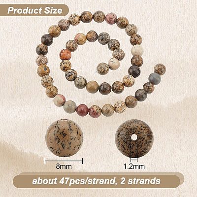 2 Strands Round Natural Dendritic Jasper Beads Strands G-OC0004-31-1