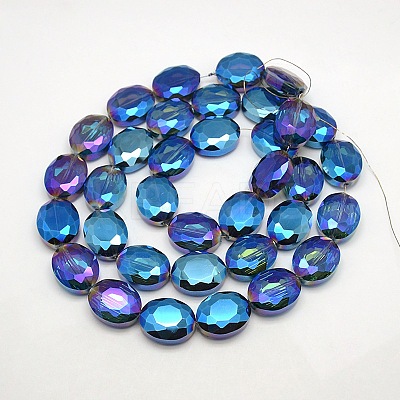 Faceted Electroplate Crystal Glass Oval Beads Strands X-EGLA-F059B-05-1