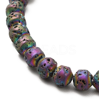 Electroplated Natural Lava Rock Beads Strands G-G984-17E-1