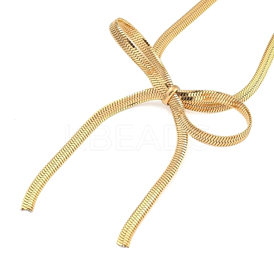 Bowknot 304 Stainless Steel Snake Chain Pendant Necklaces for Women NJEW-G151-01G-1