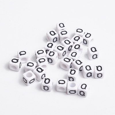 White Cube Letter Acrylic Beads X-PL37C9308-Q-1