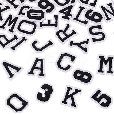36Pcs 2 Sets 2 Styles Letter A~Z & Number 0~9 Polyester Embroidery Sew On Patches Sets PATC-TA0001-55G-1
