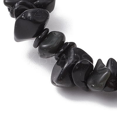 Natural Obsidian Chip Beaded Stretch Bracelets BJEW-JB11133-12-1