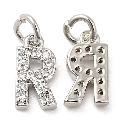 Brass Micro Pave Grade AAA Cubic Zirconia Charms ZIRC-P067-11P-R-NR-1
