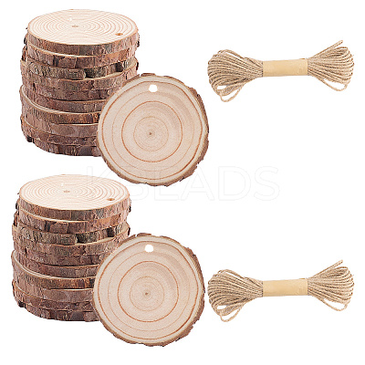 30Pcs Flat Round Unfinished Wooden Chip Pendants WOOD-CP0001-14A-1
