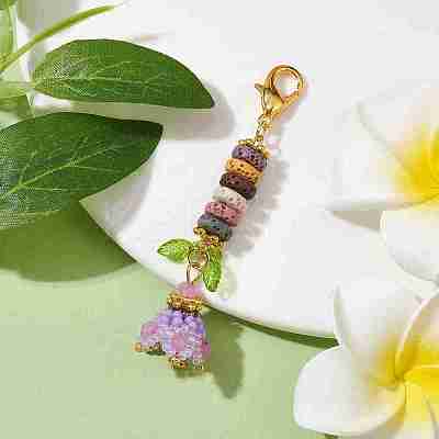 Natural Lava Rock Beads Pendant Decorations HJEW-MZ00042-02-1
