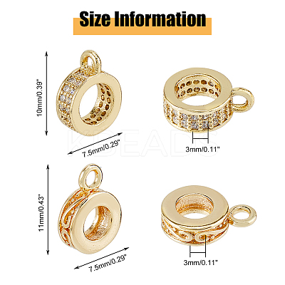16Pcs 4 Style Brass Micro Pave Cubic Zirconia Tube Bails KK-FH0007-20-1