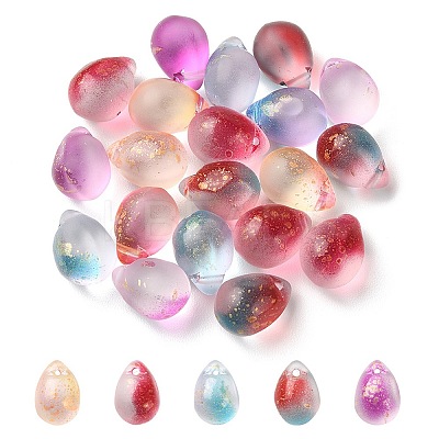 20Pcs 5 Colors Two Tone Transparent Spray Painted Glass Charms GLAA-YW0001-92-1