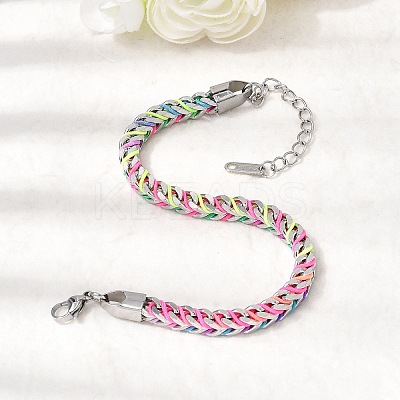 304 Stainless Steel Chain & Nylon Braided Bracelets for Women BJEW-A152-01P-1
