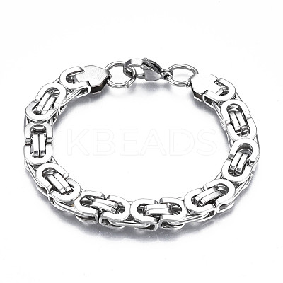 Non-Tarnish 201 Stainless Steel Byzantine Chain Bracelets BJEW-S057-76-1