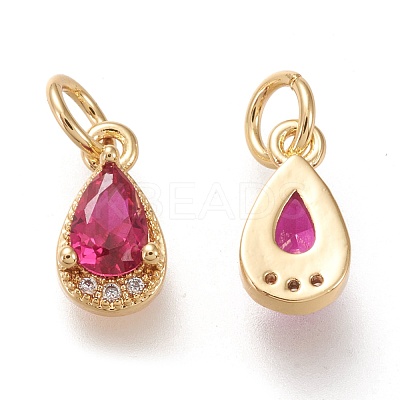 Brass Micro Pave Clear Cubic Zirconia Charms KK-F820-15A-G-1