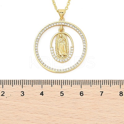 Brass Micro Pave Clear Cubic Zirconia Ring Pendant Necklaces LS-NJEW-P322-A03-G-1