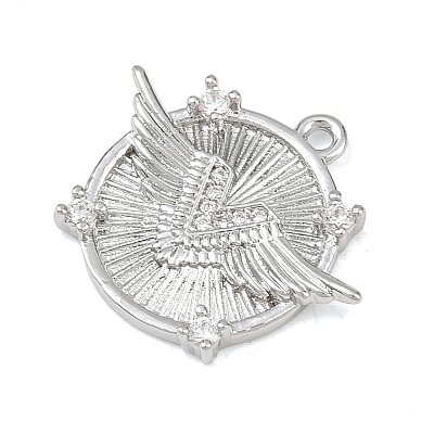 Brass Micro Pave Clear Cubic Zirconia Pendants KK-G545-02P-1