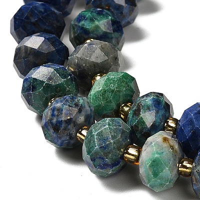Natural Chrysocolla and Lapis Lazuli Beads Strands G-P573-A64-10x6mm-1