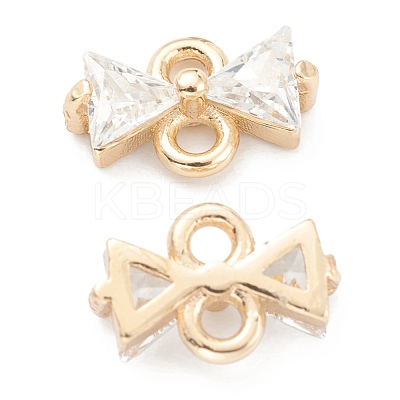 Brass Clear Cubic Zirconia Links Connectors ZIRC-O042-05G-1