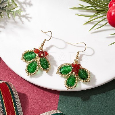 304 Stainless Steel Leaf Dangle Earrings EJEW-MZ00622-1