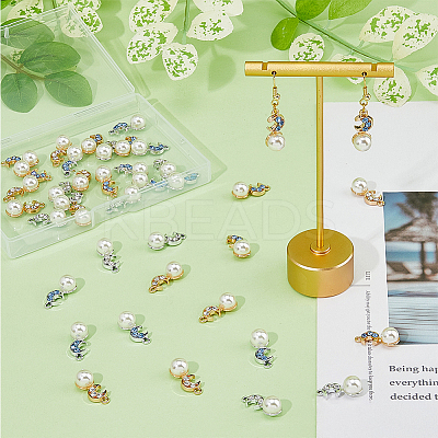 40Pcs 4 Colors Alloy Rhinestone Pendants FIND-FH0007-36-1