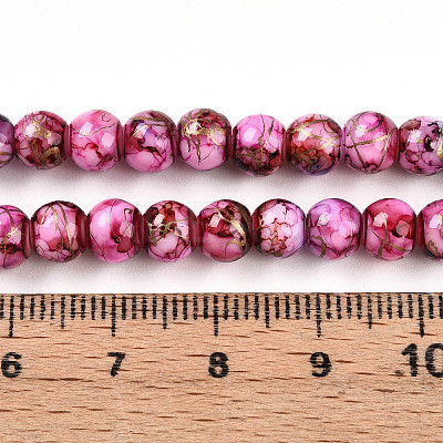 Baking Paint Glass Beads Strands DGLA-N003-6mm-B03-1