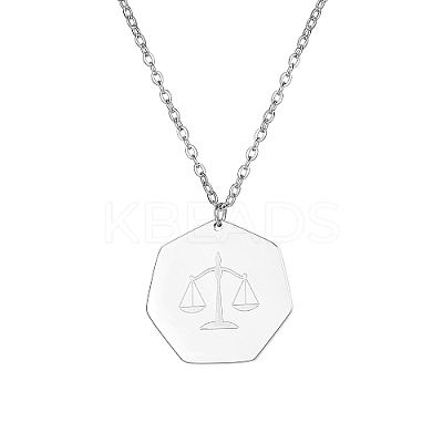 Non-Tarnish Constellation Libra 304 Stainless Steel Pendant Necklaces for Women SK1865-2-1
