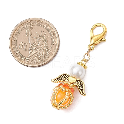 Luminous Acrylic & Handmade Glass Seed Beaded Pendants Decorations HJEW-MZ00379-04-1