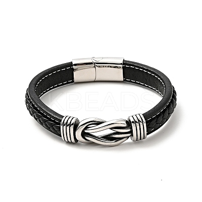 304 Stainless Steel Knot Link Bracelet with Magnetic Clasp BJEW-C021-26P-1