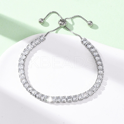 304 Stainless Steel with Clear Cubic Zirconia Link Chain Bracelets BJEW-G754-03P-02-1