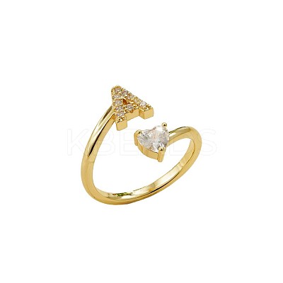 Brass Micro Pave Clear Cubic Zirconia Cuff Open Rings FS-WGF859A-01-1