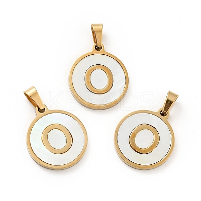 PVD Vacuum Plating 304 Stainless Steel with White Shell Pendants STAS-G268-01O-G-1