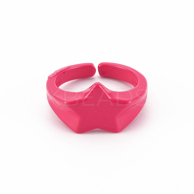 Spray Painted Brass Cuff Rings RJEW-S045-107-NR-1