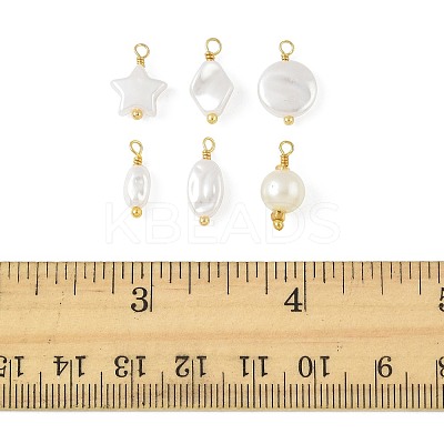 24Pcs 6 Styles ABS Plastic Imitation Pearl Pendants KK-FS0001-93-1