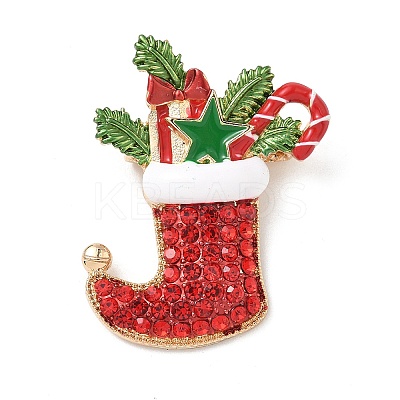 Christmas Alloy Rhinestone Brooch for Backpack Clothes LS-JEWB-I045-01KCG-03-1