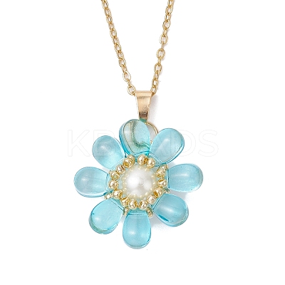 Glass & Glass Pearl Beads Pendants Necklaces for Women NJEW-MZ00106-04-1