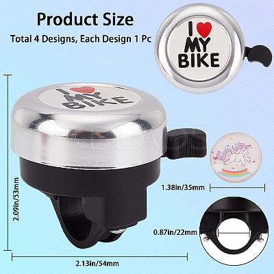 I Love My Bike Alloy Bicycle Bells FIND-WH0117-97B-1