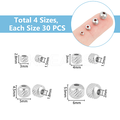 120Pcs 4 Style 303 Stainless Steel Beads STAS-UN0055-37-1